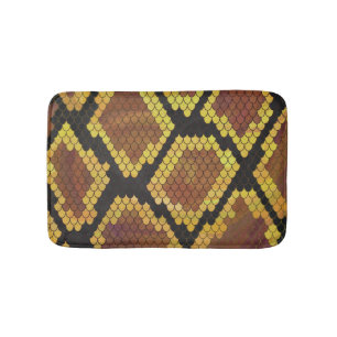 Snake Brown and Gold Print Bath Mat