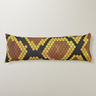 Snake Brown and Gold Print Body Pillow