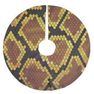 Snake Brown and Gold Print Brushed Polyester Tree Skirt