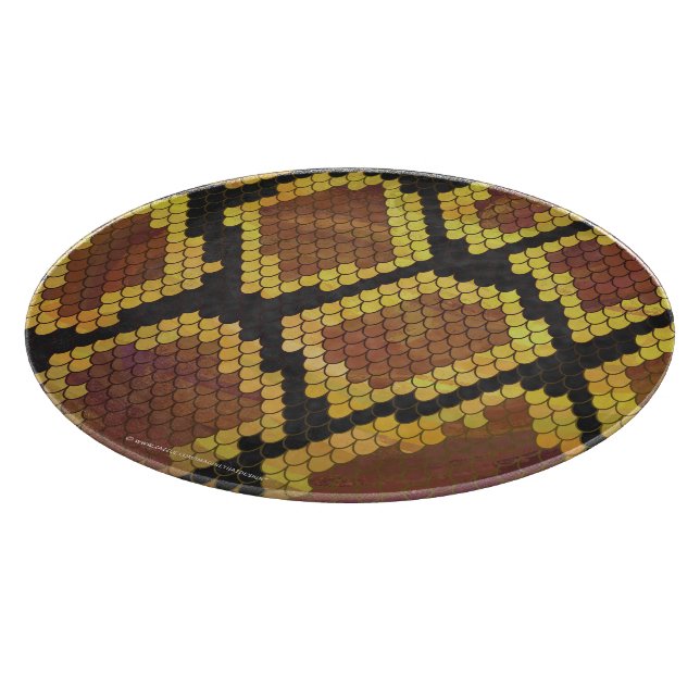 Snake Brown and Gold Print Cutting Board (Corner)