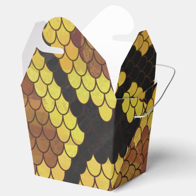 Snake Brown and Gold Print Favor Box (Opened)