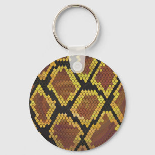Snake Brown and Gold Print Keychain