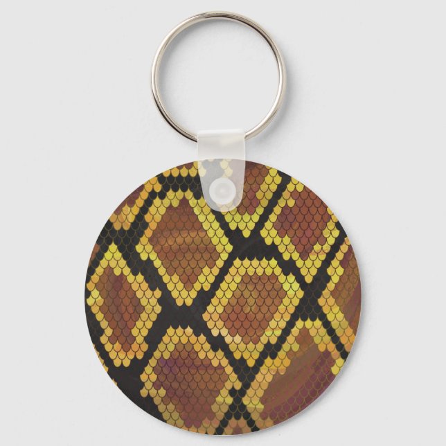 Snake Brown and Gold Print Keychain (Front)