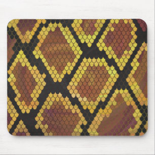 Snake Brown and Gold Print Mouse Pad