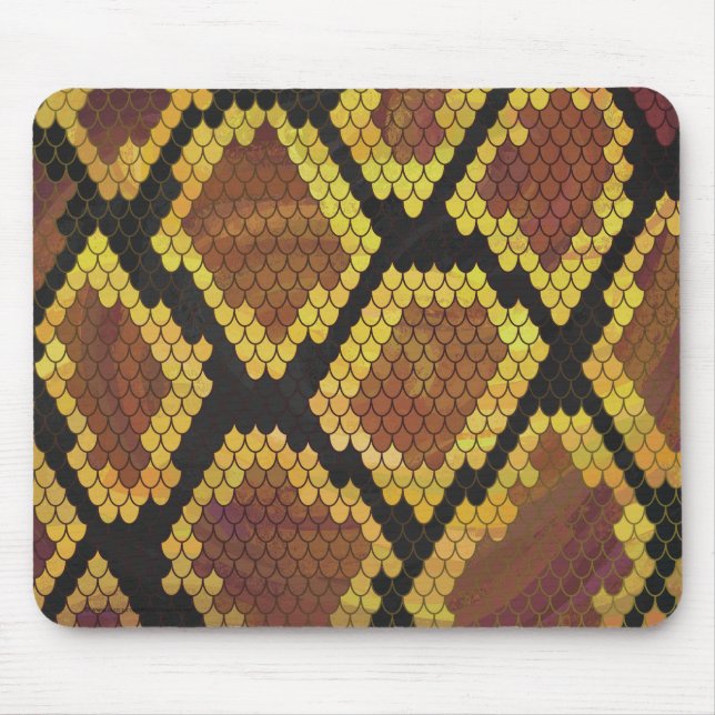 Snake Brown and Gold Print Mouse Pad (Front)