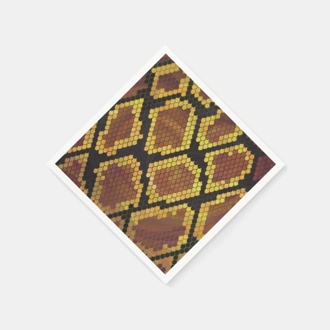 Snake Brown and Gold Print Napkin (Corner)
