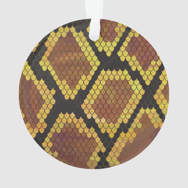 Snake Brown and Gold Print Ornament (Back)