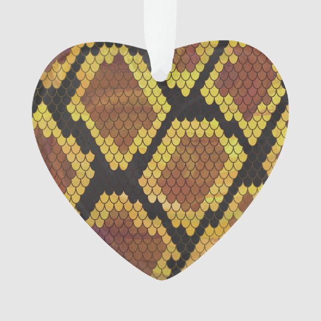 Snake Brown and Gold Print Ornament (Front)