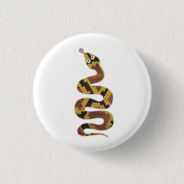 Snake Brown and Gold Silhouette 1 Inch Round Button (Front)