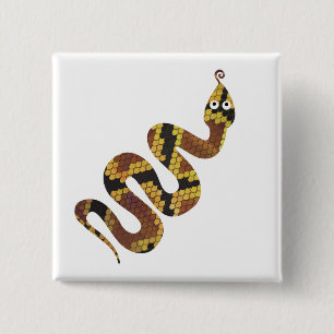 Snake Brown and Gold Silhouette 2 Inch Square Button