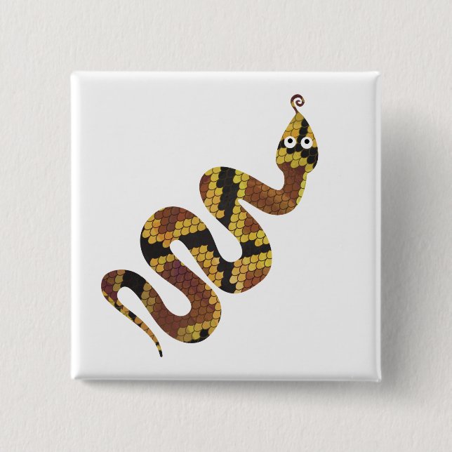 Snake Brown and Gold Silhouette 2 Inch Square Button (Front)