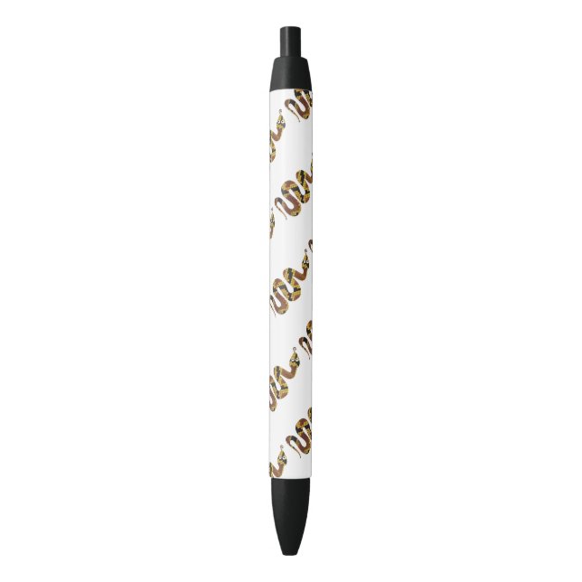 Snake Brown and Gold Silhouette Black Ink Pen (Front Vertical)