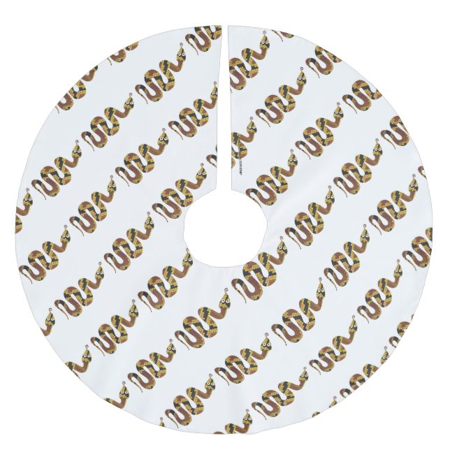 Snake Brown and Gold Silhouette Brushed Polyester Tree Skirt (Front)