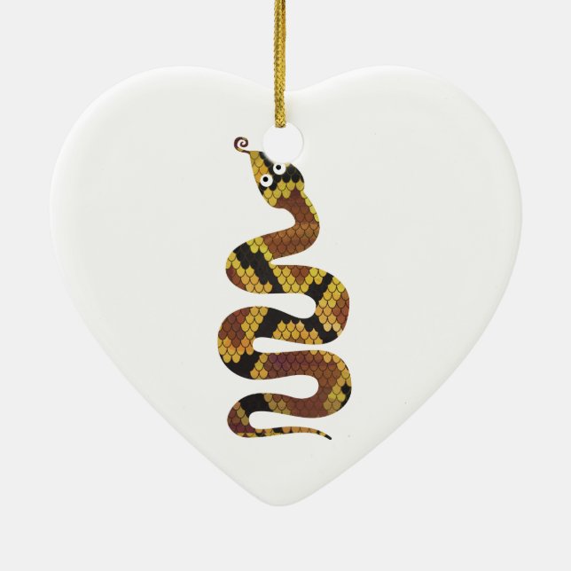 Snake Brown and Gold Silhouette Ceramic Ornament (Back)