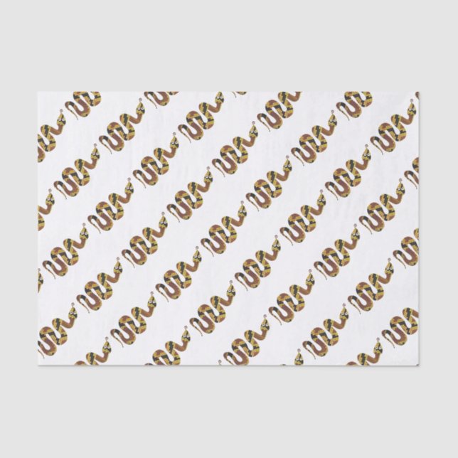 Snake Brown and Gold Silhouette Tissue Paper (Front)