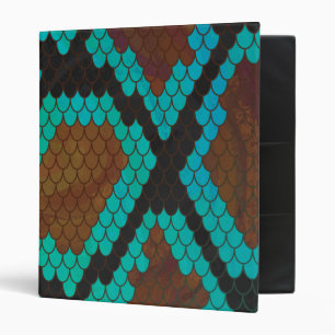 Snake Brown and Teal Print Binder