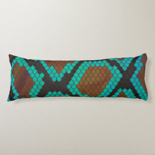 Snake Brown and Teal Print Body Pillow
