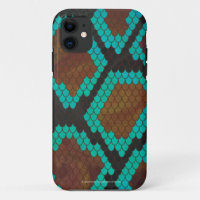 Snake Brown and Teal Print