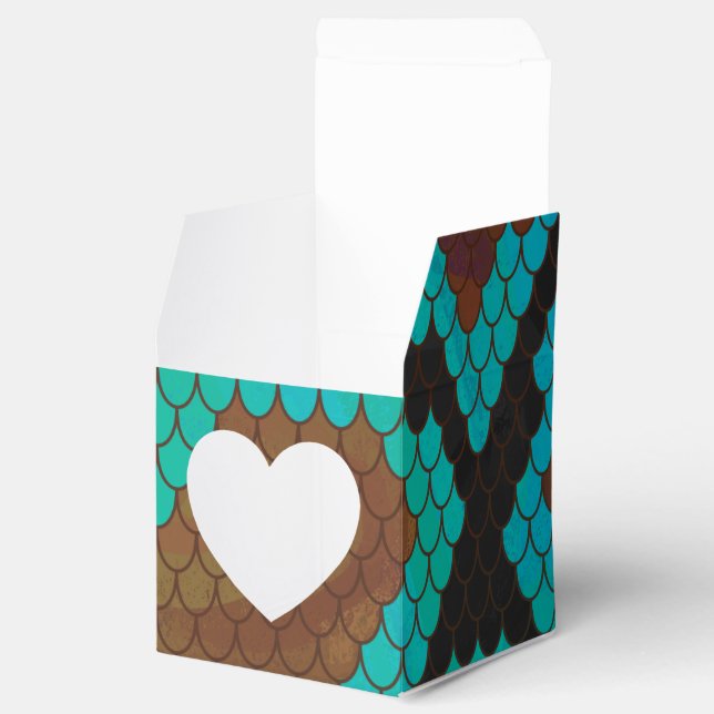 Snake Brown and Teal Print Favor Box (Opened)