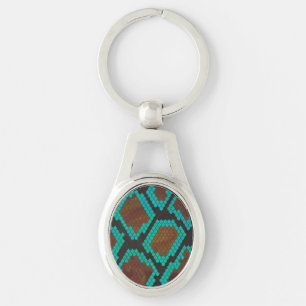 Snake Brown and Teal Print Keychain