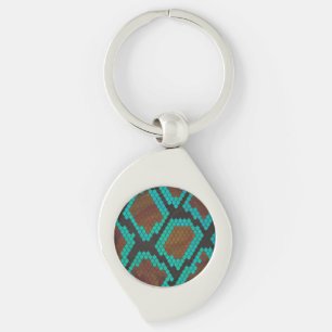 Snake Brown and Teal Print Keychain