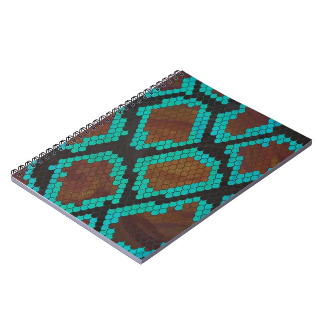 Snake Brown and Teal Print Notebook (Left Side)