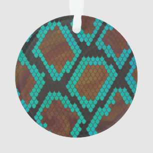 Snake Brown and Teal Print Ornament