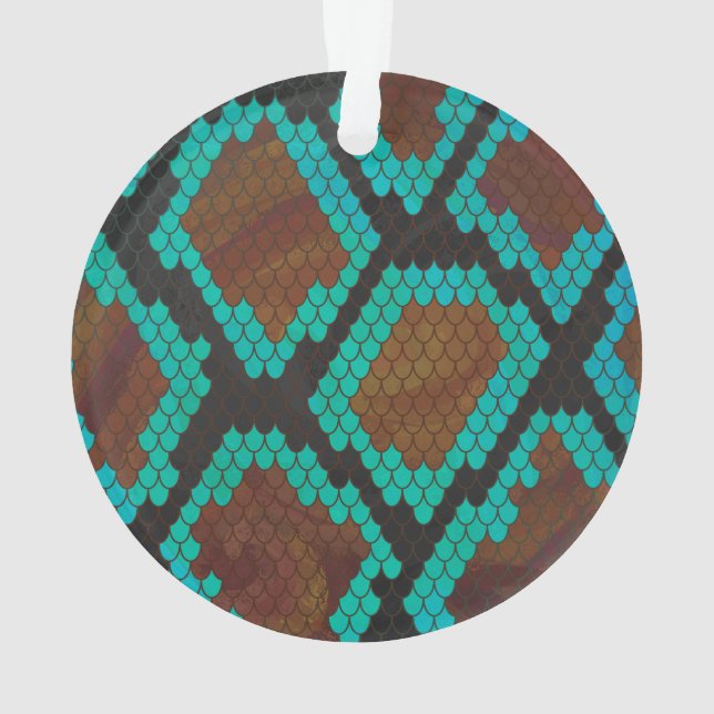 Snake Brown and Teal Print Ornament (Back)