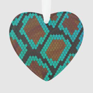 Snake Brown and Teal Print Ornament