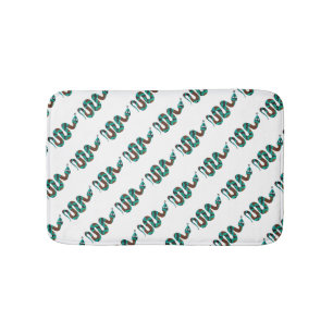 Snake Brown and Teal Print Silhouette Bath Mat
