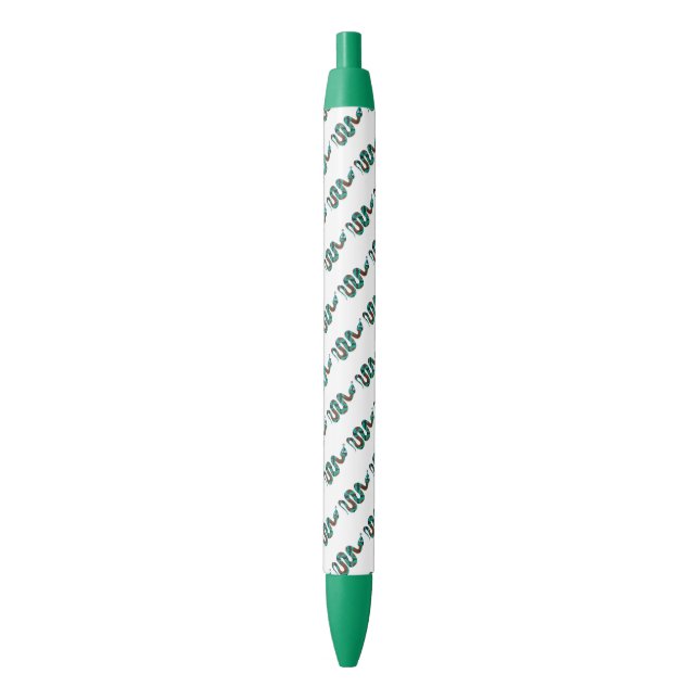 Snake Brown and Teal Print Silhouette Black Ink Pen (Front Vertical)