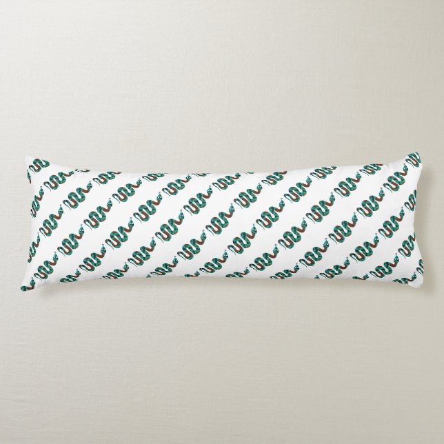 Snake Brown and Teal Print Silhouette Body Pillow (Front)