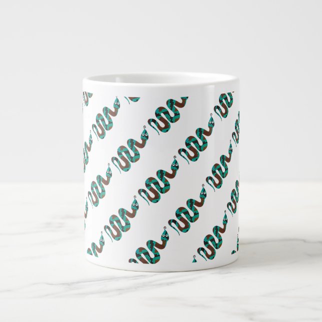 Snake Brown and Teal Print Silhouette Large Coffee Mug (Front)