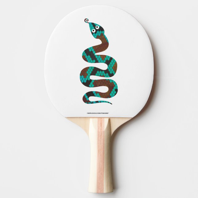 Snake Brown and Teal Print Silhouette Ping Pong Paddle (Front)