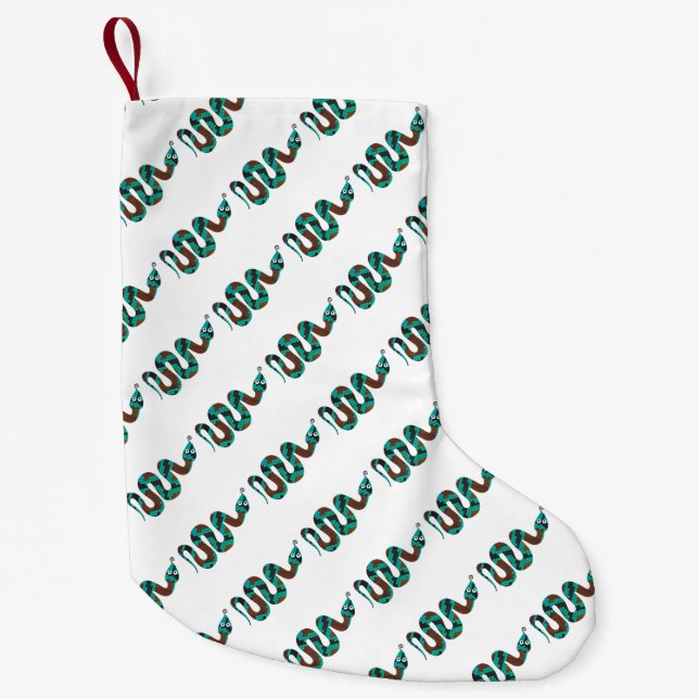 Snake Brown and Teal Print Silhouette Small Christmas Stocking (Front)