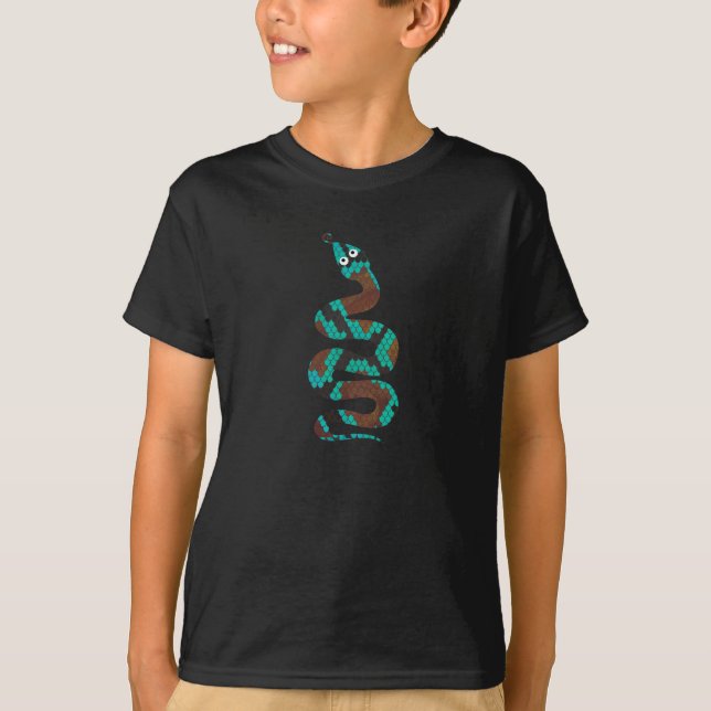 Snake Brown and Teal Print Silhouette T-Shirt (Front)