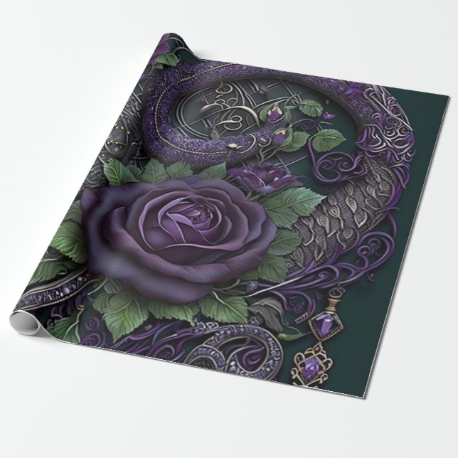 Snake Celtic Knot Purple Wrapping Paper (Unrolled)
