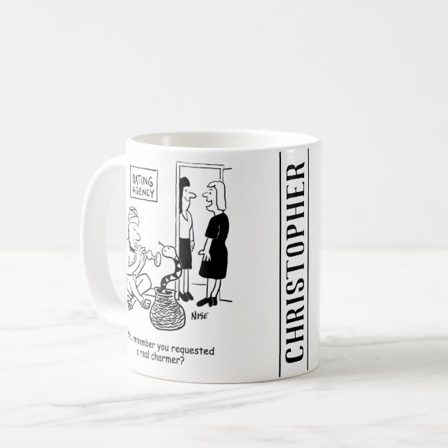 Snake Charmer at the Dating Agency Coffee Mug (Front Left)