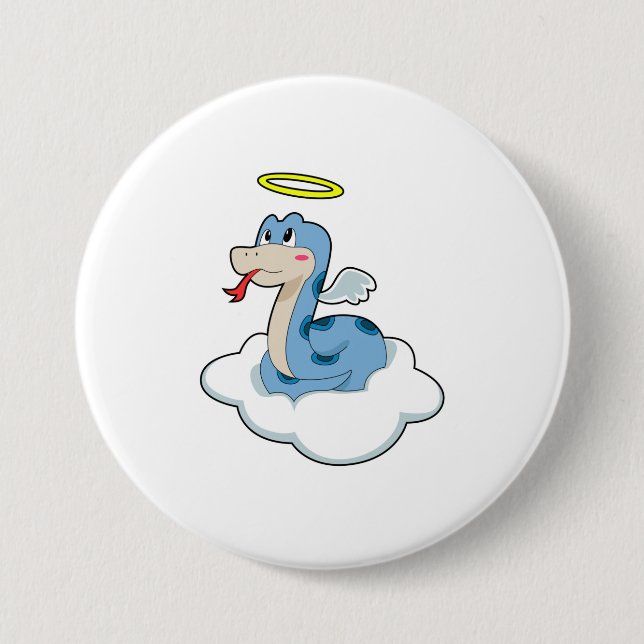 Snake Cloud Angel 3 Inch Round Button (Front)