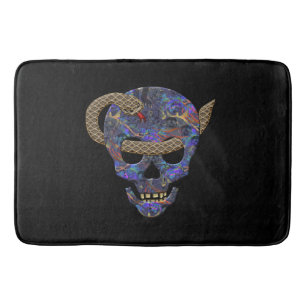 Snake Coiled Around Skull Thru Eyes Bath Mat