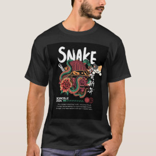 snake & cute pet cat design t-shirt