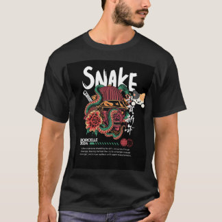 snake & cute pet cat design t-shirt