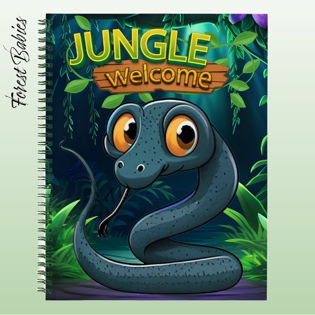 Snake Cute reptile Jungle Welcome Serpent Design🐍 Notebook (Cute Serpent Notebook, Woodland Wildlife Animal Lover Stationery, Snake Graphic Reptile Character 🐍)