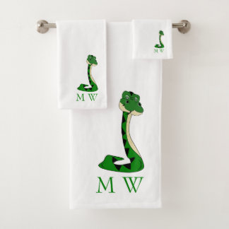 Snake Design Monogrammed Bath Towel Set