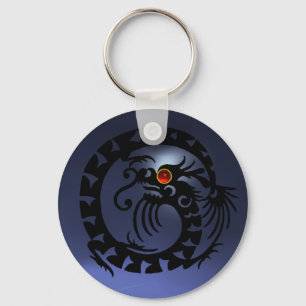 SNAKE DRAGON,black,red  ruby,blue topaz Keychain