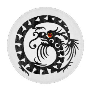 SNAKE  DRAGON, Black,White ,Red Ruby  Cutting Board