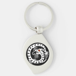 SNAKE  DRAGON, Black,White ,Red Ruby Keychain