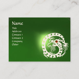 SNAKE DRAGON EMERALD  green white red Business Card