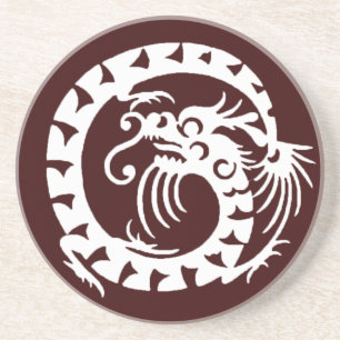 SNAKE DRAGON , red brown and white Coaster