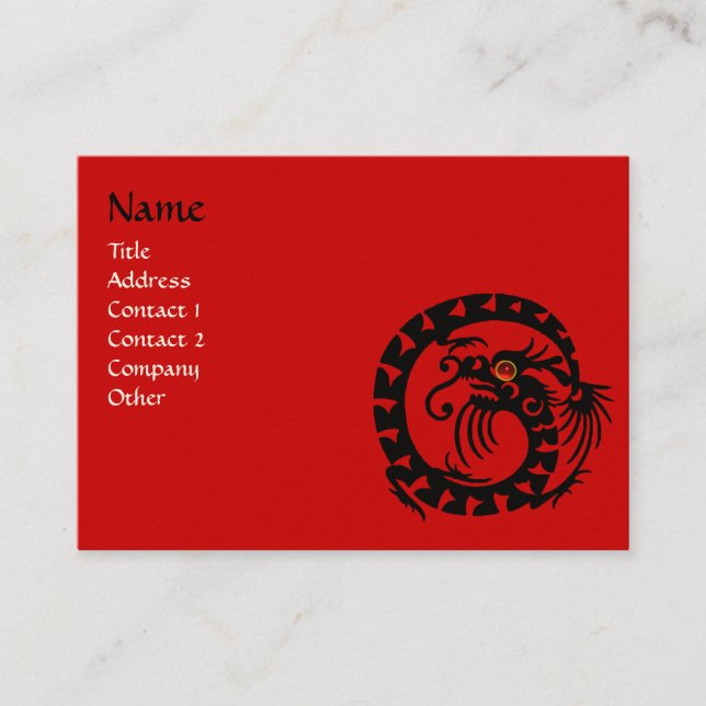 SNAKE DRAGON  RUBY black and white red Business Card (Front)